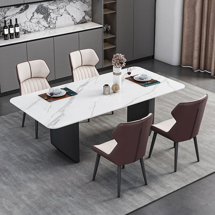 Modern 1/2/5/7 Pieces Dining Set Sintered Stone Kitchen Furniture Set /Separate Items 5 Pieces: White Table, 4 White Chairs Clearhalo 'Dining Room Sets' 'Dining Tables & Seating' 'dining_room_set' 'furn' 'furn_dining_room_set' 'Furniture' 'furniture_dining_room_set' 'Kitchen & Dining Furniture' 'kitchen&dining_furn' 'kitchen' 4313362