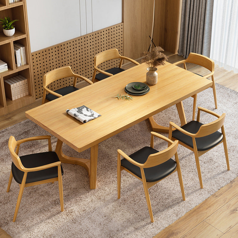 Modern Pine Wood Dining Room Set 1/2/5/7 Pieces Dining Furniture Set /Separate Items 7 Pieces: Wood Table, 6 Chairs Clearhalo 'Dining Room Sets' 'Dining Tables & Seating' 'dining_room_set' 'furn' 'furn_dining_room_set' 'Furniture' 'furniture_dining_room_set' 'Kitchen & Dining Furniture' 'kitchen&dining_furn' 'kitchen' 4313578