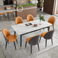 Glam 1/5/7 Pieces Metal Dining Set Dining Furniture Set /Separate Items 7 Pieces: Table, 6 Orange Chairs Clearhalo 'Dining Room Sets' 'Dining Tables & Seating' 'dining_room_set' 'furn' 'furn_dining_room_set' 'Furniture' 'furniture_dining_room_set' 'Kitchen & Dining Furniture' 'kitchen&dining_furn' 'kitchen' 4313710