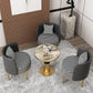 Contemporary Sintered Stone Dining Set 1/2/3/4/5 Pieces Furniture Set /Separate Items 4 Pieces: Black-Gold Table, 3 Black Chairs Clearhalo 'Dining Room Sets' 'Dining Tables & Seating' 'dining_room_set' 'furn' 'furn_dining_room_set' 'Furniture' 'furniture_dining_room_set' 'Kitchen & Dining Furniture' 'kitchen&dining_furn' 'kitchen' 4313731
