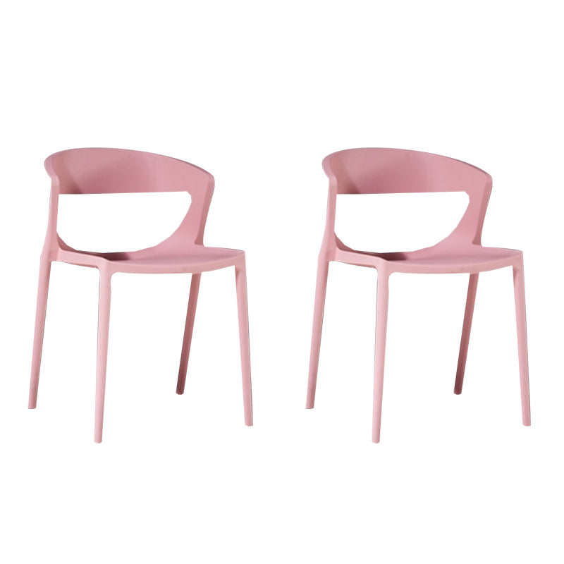 Contemporary Style Plastic Dining Chair Dining Armless Side Chairs for Kitchen Pink 2 Piece Set Clearhalo ' kitchen&dining_furn' 'Dining Chairs' 'Dining Tables & Seating' 'dining_chair' 'furn' 'furn_dining_chair' 'Furniture' 'furniture_dining_chair' 'Kitchen & Dining Furniture' 'kitchen' 4315213
