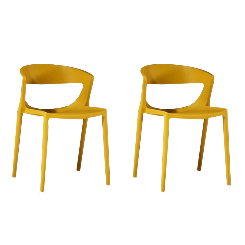 Contemporary Style Plastic Dining Chair Dining Armless Side Chairs for Kitchen Yellow 2 Piece Set Clearhalo ' kitchen&dining_furn' 'Dining Chairs' 'Dining Tables & Seating' 'dining_chair' 'furn' 'furn_dining_chair' 'Furniture' 'furniture_dining_chair' 'Kitchen & Dining Furniture' 'kitchen' 4315215