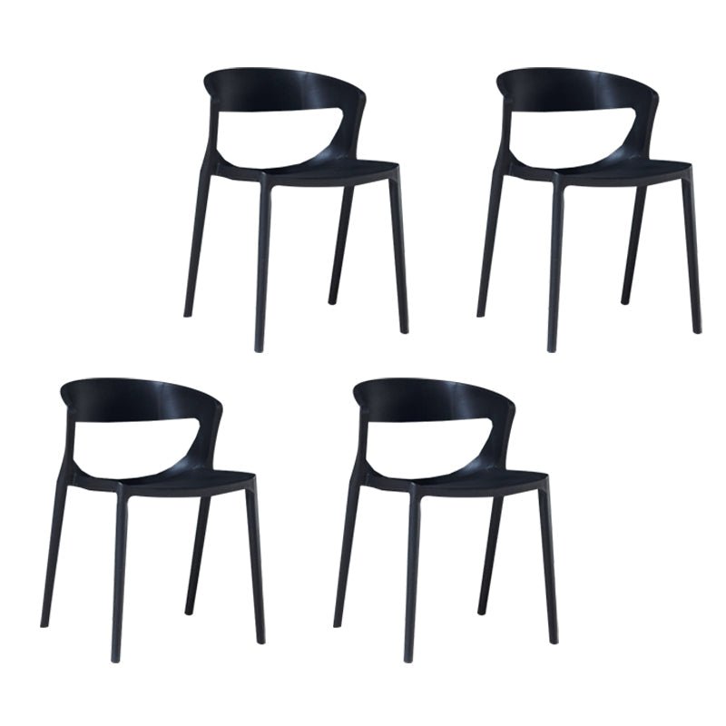 Contemporary Style Plastic Dining Chair Dining Armless Side Chairs for Kitchen Black 4 Piece Set Clearhalo ' kitchen&dining_furn' 'Dining Chairs' 'Dining Tables & Seating' 'dining_chair' 'furn' 'furn_dining_chair' 'Furniture' 'furniture_dining_chair' 'Kitchen & Dining Furniture' 'kitchen' 4315222