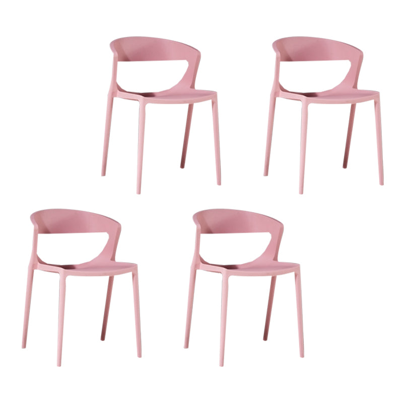 Contemporary Style Plastic Dining Chair Dining Armless Side Chairs for Kitchen Pink 4 Piece Set Clearhalo ' kitchen&dining_furn' 'Dining Chairs' 'Dining Tables & Seating' 'dining_chair' 'furn' 'furn_dining_chair' 'Furniture' 'furniture_dining_chair' 'Kitchen & Dining Furniture' 'kitchen' 4315223