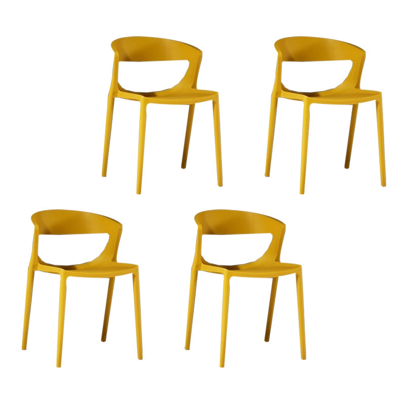 Contemporary Style Plastic Dining Chair Dining Armless Side Chairs for Kitchen Yellow 4 Piece Set Clearhalo ' kitchen&dining_furn' 'Dining Chairs' 'Dining Tables & Seating' 'dining_chair' 'furn' 'furn_dining_chair' 'Furniture' 'furniture_dining_chair' 'Kitchen & Dining Furniture' 'kitchen' 4315224