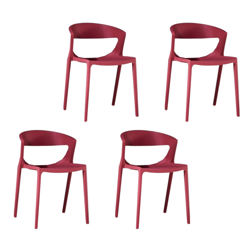 Contemporary Style Plastic Dining Chair Dining Armless Side Chairs for Kitchen Red 4 Piece Set Clearhalo ' kitchen&dining_furn' 'Dining Chairs' 'Dining Tables & Seating' 'dining_chair' 'furn' 'furn_dining_chair' 'Furniture' 'furniture_dining_chair' 'Kitchen & Dining Furniture' 'kitchen' 4315226