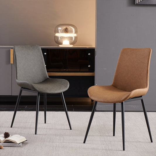 Contemporary Restaurant Solid Back Side Chair Leather Dining Chair Clearhalo ' kitchen&dining_furn' 'Dining Chairs' 'Dining Tables & Seating' 'dining_chair' 'furn' 'furn_dining_chair' 'Furniture' 'furniture_dining_chair' 'Kitchen & Dining Furniture' 'kitchen' 4315230