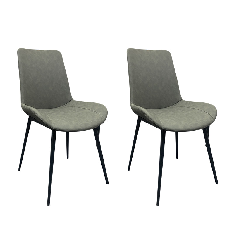 Contemporary Restaurant Solid Back Side Chair Leather Dining Chair Dark Gray 2 Piece Set Clearhalo ' kitchen&dining_furn' 'Dining Chairs' 'Dining Tables & Seating' 'dining_chair' 'furn' 'furn_dining_chair' 'Furniture' 'furniture_dining_chair' 'Kitchen & Dining Furniture' 'kitchen' 4315231