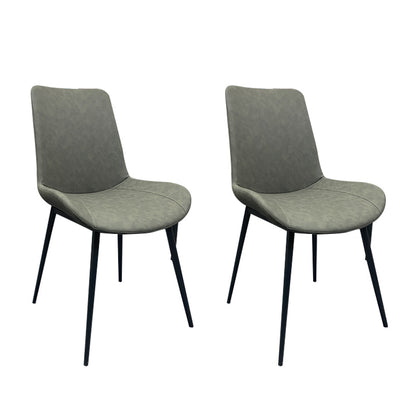 Contemporary Restaurant Solid Back Side Chair Leather Dining Chair Dark Gray 2 Piece Set Clearhalo ' kitchen&dining_furn' 'Dining Chairs' 'Dining Tables & Seating' 'dining_chair' 'furn' 'furn_dining_chair' 'Furniture' 'furniture_dining_chair' 'Kitchen & Dining Furniture' 'kitchen' 4315231