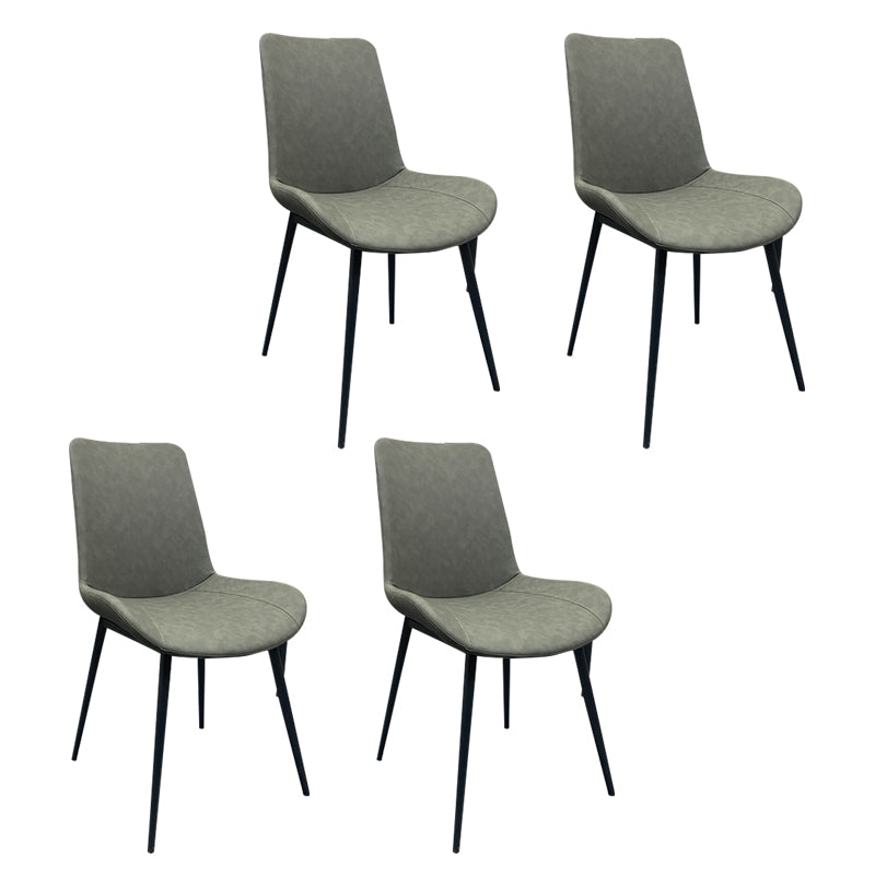 Contemporary Restaurant Solid Back Side Chair Leather Dining Chair Dark Gray 4 Piece Set Clearhalo ' kitchen&dining_furn' 'Dining Chairs' 'Dining Tables & Seating' 'dining_chair' 'furn' 'furn_dining_chair' 'Furniture' 'furniture_dining_chair' 'Kitchen & Dining Furniture' 'kitchen' 4315232