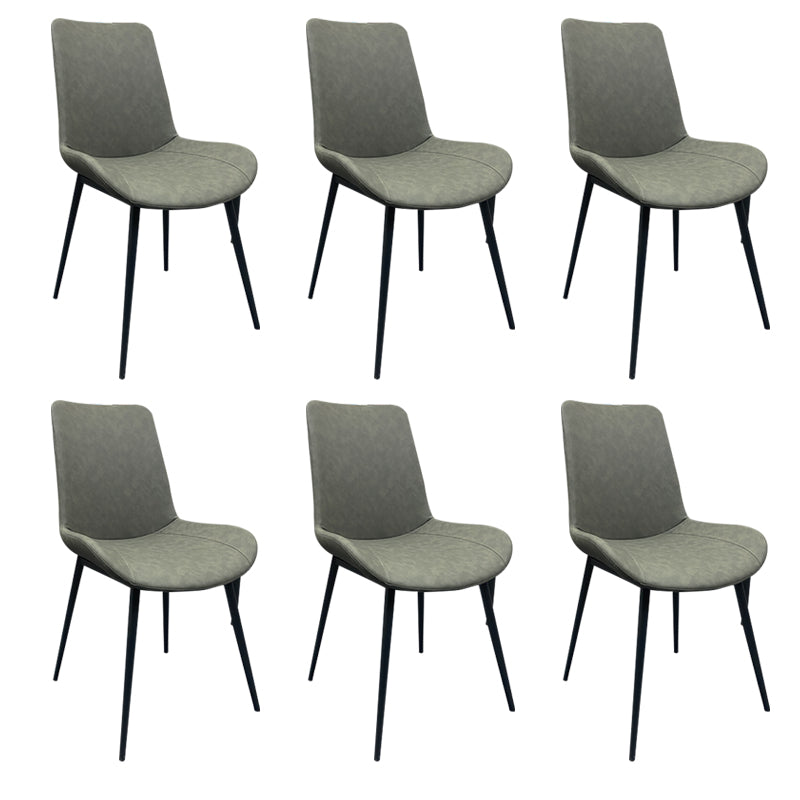 Contemporary Restaurant Solid Back Side Chair Leather Dining Chair Dark Gray 6 Piece Set Clearhalo ' kitchen&dining_furn' 'Dining Chairs' 'Dining Tables & Seating' 'dining_chair' 'furn' 'furn_dining_chair' 'Furniture' 'furniture_dining_chair' 'Kitchen & Dining Furniture' 'kitchen' 4315234