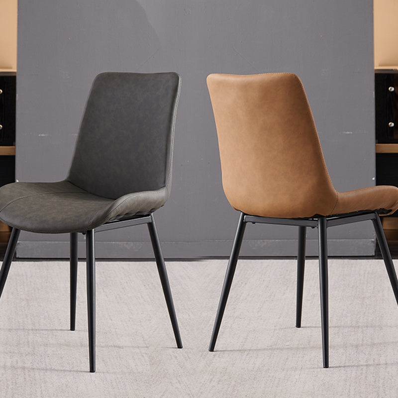 Contemporary Restaurant Solid Back Side Chair Leather Dining Chair Clearhalo ' kitchen&dining_furn' 'Dining Chairs' 'Dining Tables & Seating' 'dining_chair' 'furn' 'furn_dining_chair' 'Furniture' 'furniture_dining_chair' 'Kitchen & Dining Furniture' 'kitchen' 4315235