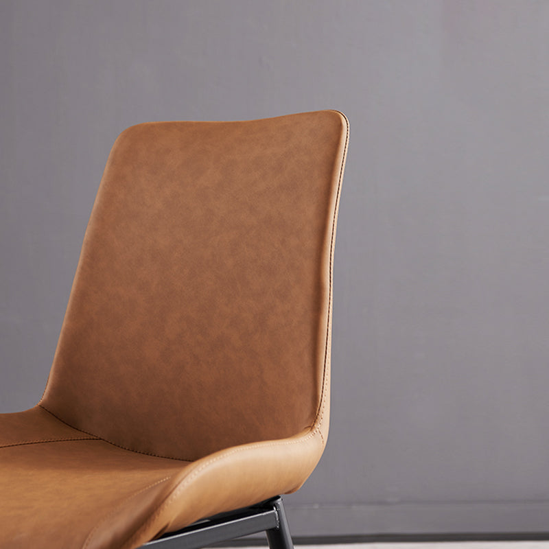 Contemporary Restaurant Solid Back Side Chair Leather Dining Chair Clearhalo ' kitchen&dining_furn' 'Dining Chairs' 'Dining Tables & Seating' 'dining_chair' 'furn' 'furn_dining_chair' 'Furniture' 'furniture_dining_chair' 'Kitchen & Dining Furniture' 'kitchen' 4315237