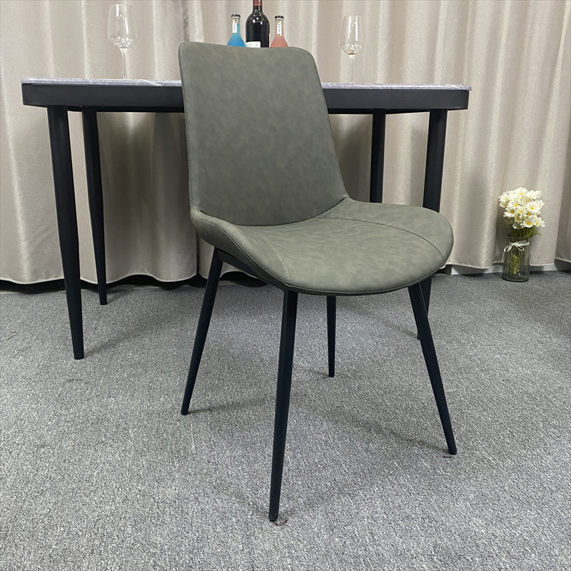 Contemporary Restaurant Solid Back Side Chair Leather Dining Chair Clearhalo ' kitchen&dining_furn' 'Dining Chairs' 'Dining Tables & Seating' 'dining_chair' 'furn' 'furn_dining_chair' 'Furniture' 'furniture_dining_chair' 'Kitchen & Dining Furniture' 'kitchen' 4315243