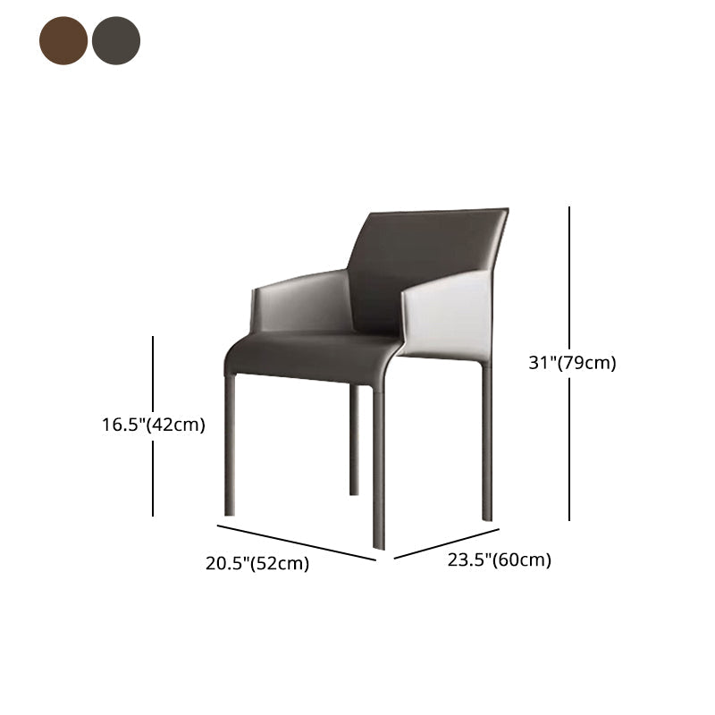 Contemporary Leather Dining Arm Chair Metal Dining Side Chair for Home Use Clearhalo ' kitchen&dining_furn' 'Dining Chairs' 'Dining Tables & Seating' 'dining_chair' 'furn' 'furn_dining_chair' 'Furniture' 'furniture_dining_chair' 'Kitchen & Dining Furniture' 'kitchen' 4315254