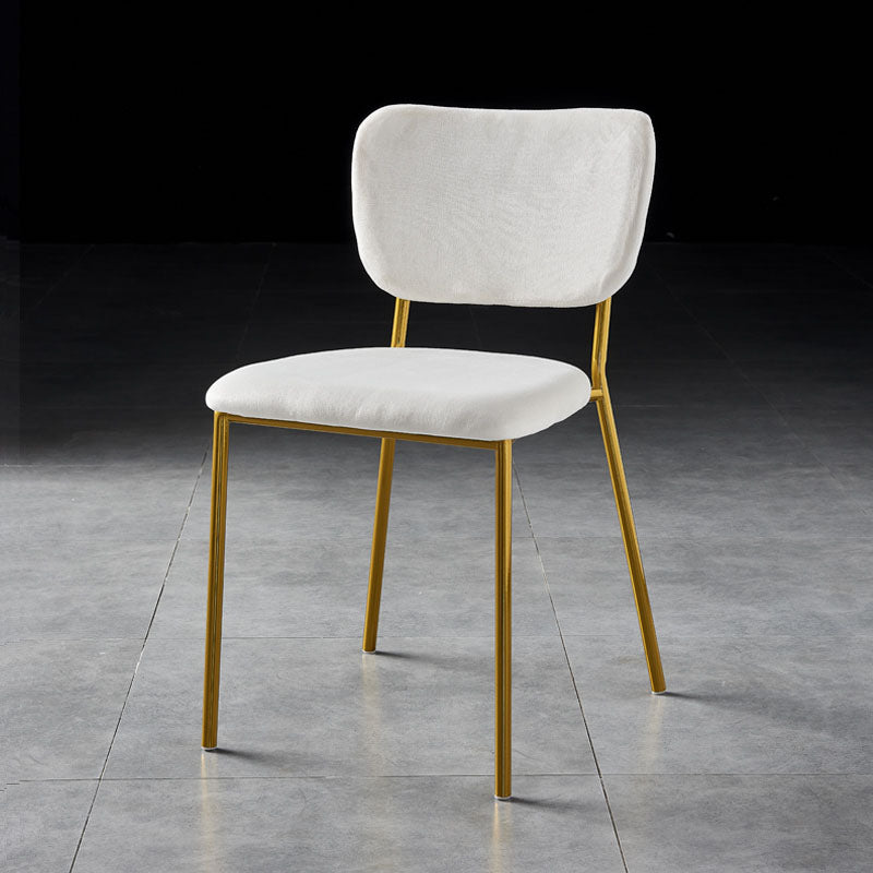 Nordic Style Dining Chairs Armless Open Back Stackable Chairs with Metal Legs White 1 Piece Brass Gold Clearhalo ' kitchen&dining_furn' 'Dining Chairs' 'Dining Tables & Seating' 'dining_chair' 'furn' 'furn_dining_chair' 'Furniture' 'furniture_dining_chair' 'Kitchen & Dining Furniture' 'kitchen' 4315272