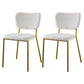 Nordic Style Dining Chairs Armless Open Back Stackable Chairs with Metal Legs White 2 Piece Set Brass Gold Clearhalo ' kitchen&dining_furn' 'Dining Chairs' 'Dining Tables & Seating' 'dining_chair' 'furn' 'furn_dining_chair' 'Furniture' 'furniture_dining_chair' 'Kitchen & Dining Furniture' 'kitchen' 4315273