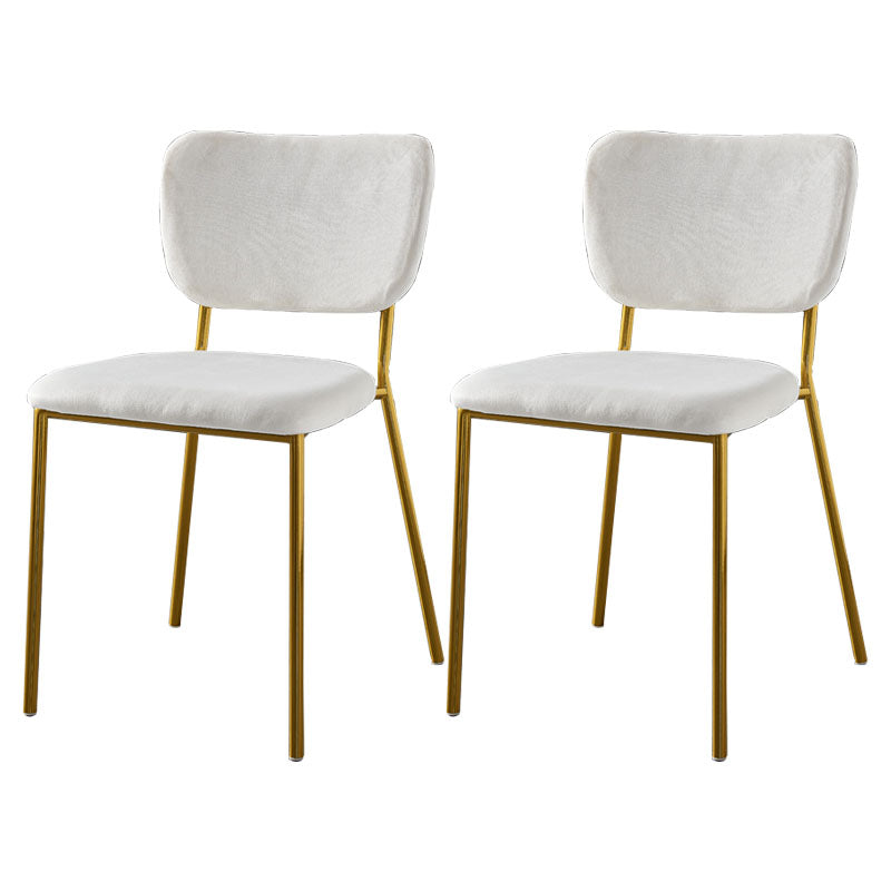Nordic Style Dining Chairs Armless Open Back Stackable Chairs with Metal Legs White 2 Piece Set Brass Gold Clearhalo ' kitchen&dining_furn' 'Dining Chairs' 'Dining Tables & Seating' 'dining_chair' 'furn' 'furn_dining_chair' 'Furniture' 'furniture_dining_chair' 'Kitchen & Dining Furniture' 'kitchen' 4315273