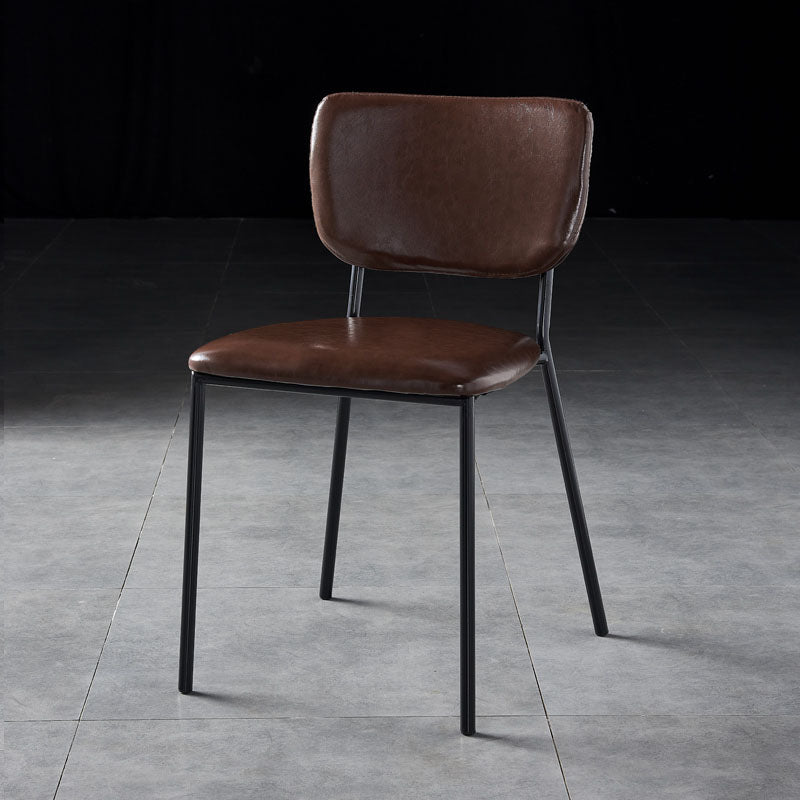 Nordic Style Dining Chairs Armless Open Back Stackable Chairs with Metal Legs Dark Brown 1 Piece Black Clearhalo ' kitchen&dining_furn' 'Dining Chairs' 'Dining Tables & Seating' 'dining_chair' 'furn' 'furn_dining_chair' 'Furniture' 'furniture_dining_chair' 'Kitchen & Dining Furniture' 'kitchen' 4315277