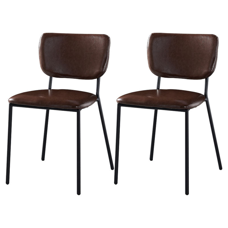 Nordic Style Dining Chairs Armless Open Back Stackable Chairs with Metal Legs Dark Brown 2 Piece Set Black Clearhalo ' kitchen&dining_furn' 'Dining Chairs' 'Dining Tables & Seating' 'dining_chair' 'furn' 'furn_dining_chair' 'Furniture' 'furniture_dining_chair' 'Kitchen & Dining Furniture' 'kitchen' 4315280