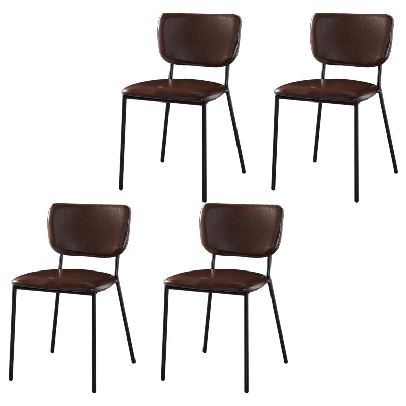 Nordic Style Dining Chairs Armless Open Back Stackable Chairs with Metal Legs Dark Brown 4 Piece Set Black Clearhalo ' kitchen&dining_furn' 'Dining Chairs' 'Dining Tables & Seating' 'dining_chair' 'furn' 'furn_dining_chair' 'Furniture' 'furniture_dining_chair' 'Kitchen & Dining Furniture' 'kitchen' 4315282