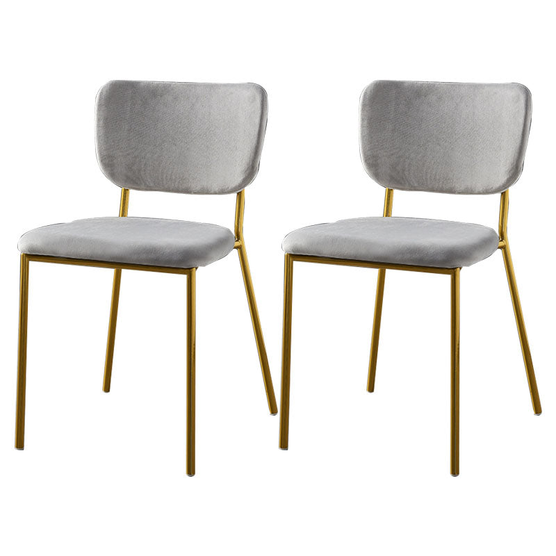 Nordic Style Dining Chairs Armless Open Back Stackable Chairs with Metal Legs Grey 2 Piece Set Brass Gold Clearhalo ' kitchen&dining_furn' 'Dining Chairs' 'Dining Tables & Seating' 'dining_chair' 'furn' 'furn_dining_chair' 'Furniture' 'furniture_dining_chair' 'Kitchen & Dining Furniture' 'kitchen' 4315286