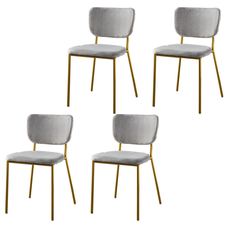 Nordic Style Dining Chairs Armless Open Back Stackable Chairs with Metal Legs Grey 4 Piece Set Brass Gold Clearhalo ' kitchen&dining_furn' 'Dining Chairs' 'Dining Tables & Seating' 'dining_chair' 'furn' 'furn_dining_chair' 'Furniture' 'furniture_dining_chair' 'Kitchen & Dining Furniture' 'kitchen' 4315287