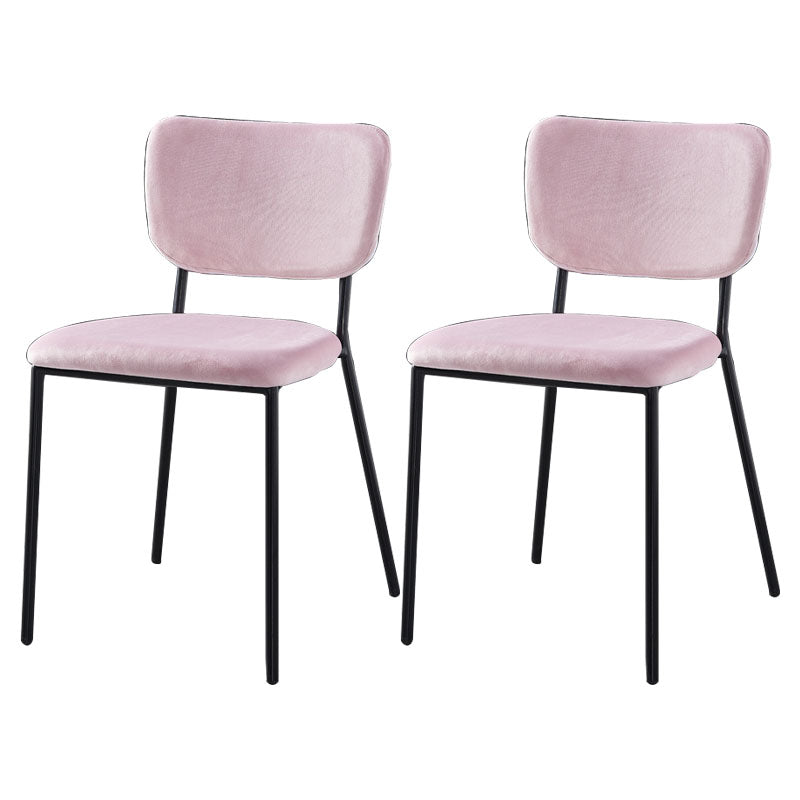 Nordic Style Dining Chairs Armless Open Back Stackable Chairs with Metal Legs Pink 2 Piece Set Black Clearhalo ' kitchen&dining_furn' 'Dining Chairs' 'Dining Tables & Seating' 'dining_chair' 'furn' 'furn_dining_chair' 'Furniture' 'furniture_dining_chair' 'Kitchen & Dining Furniture' 'kitchen' 4315291