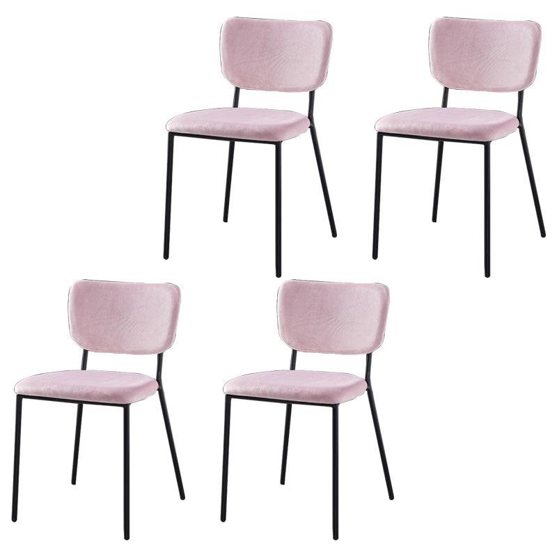 Nordic Style Dining Chairs Armless Open Back Stackable Chairs with Metal Legs Pink 4 Piece Set Black Clearhalo ' kitchen&dining_furn' 'Dining Chairs' 'Dining Tables & Seating' 'dining_chair' 'furn' 'furn_dining_chair' 'Furniture' 'furniture_dining_chair' 'Kitchen & Dining Furniture' 'kitchen' 4315292