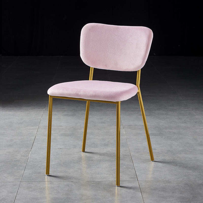 Nordic Style Dining Chairs Armless Open Back Stackable Chairs with Metal Legs Pink 1 Piece Brass Gold Clearhalo ' kitchen&dining_furn' 'Dining Chairs' 'Dining Tables & Seating' 'dining_chair' 'furn' 'furn_dining_chair' 'Furniture' 'furniture_dining_chair' 'Kitchen & Dining Furniture' 'kitchen' 4315293