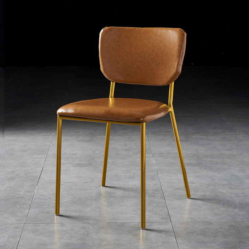 Nordic Style Dining Chairs Armless Open Back Stackable Chairs with Metal Legs Orange 1 Piece Brass Gold Clearhalo ' kitchen&dining_furn' 'Dining Chairs' 'Dining Tables & Seating' 'dining_chair' 'furn' 'furn_dining_chair' 'Furniture' 'furniture_dining_chair' 'Kitchen & Dining Furniture' 'kitchen' 4315299