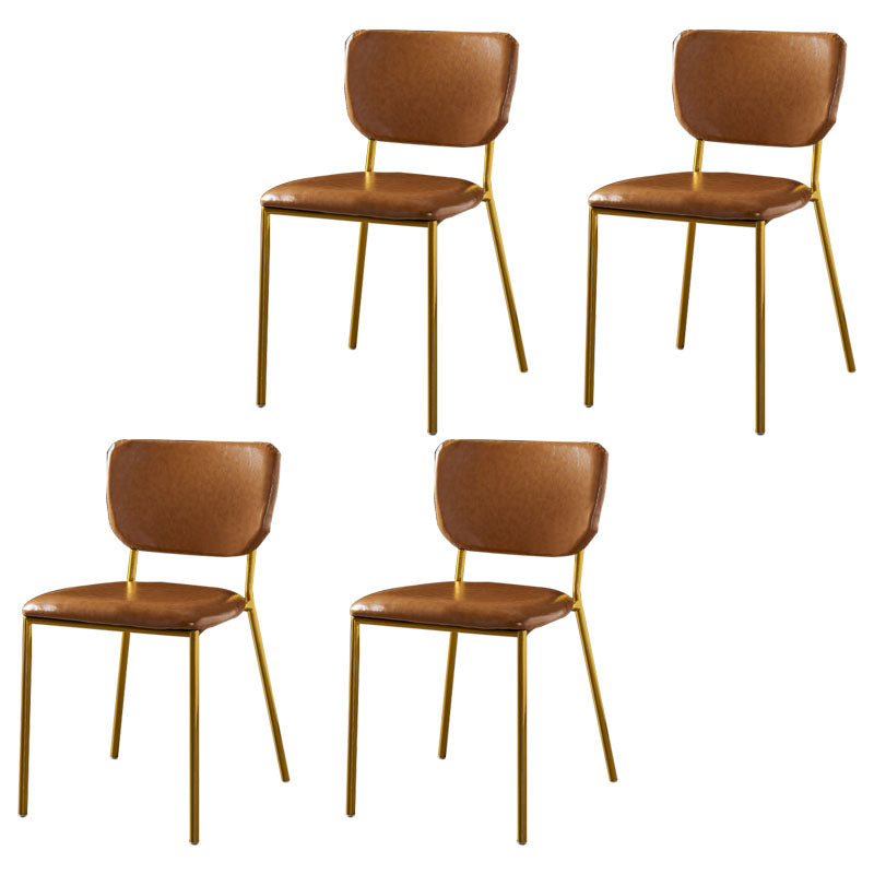 Nordic Style Dining Chairs Armless Open Back Stackable Chairs with Metal Legs Orange 4 Piece Set Brass Gold Clearhalo ' kitchen&dining_furn' 'Dining Chairs' 'Dining Tables & Seating' 'dining_chair' 'furn' 'furn_dining_chair' 'Furniture' 'furniture_dining_chair' 'Kitchen & Dining Furniture' 'kitchen' 4315301