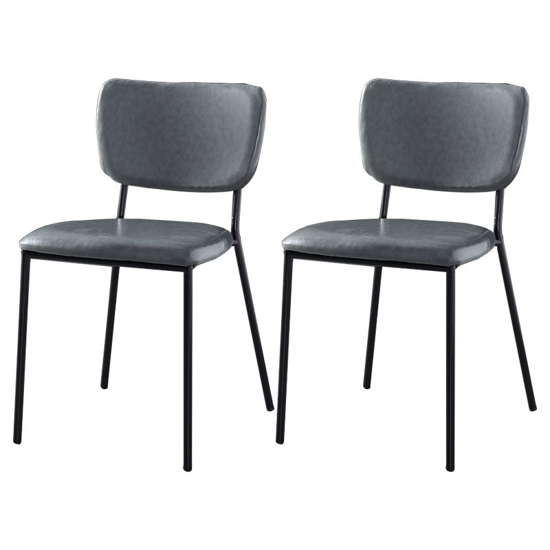 Nordic Style Dining Chairs Armless Open Back Stackable Chairs with Metal Legs Dark Gray 2 Piece Set Black Clearhalo ' kitchen&dining_furn' 'Dining Chairs' 'Dining Tables & Seating' 'dining_chair' 'furn' 'furn_dining_chair' 'Furniture' 'furniture_dining_chair' 'Kitchen & Dining Furniture' 'kitchen' 4315303