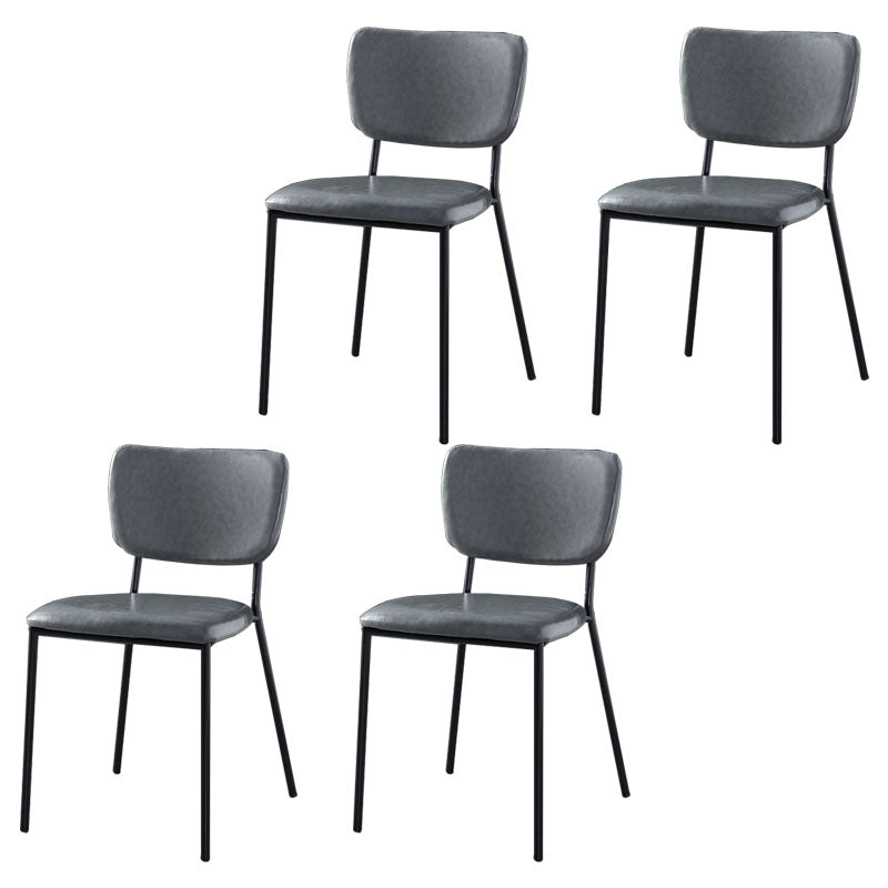 Nordic Style Dining Chairs Armless Open Back Stackable Chairs with Metal Legs Dark Gray 4 Piece Set Black Clearhalo ' kitchen&dining_furn' 'Dining Chairs' 'Dining Tables & Seating' 'dining_chair' 'furn' 'furn_dining_chair' 'Furniture' 'furniture_dining_chair' 'Kitchen & Dining Furniture' 'kitchen' 4315304