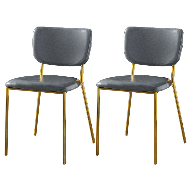 Nordic Style Dining Chairs Armless Open Back Stackable Chairs with Metal Legs Dark Gray 2 Piece Set Brass Gold Clearhalo ' kitchen&dining_furn' 'Dining Chairs' 'Dining Tables & Seating' 'dining_chair' 'furn' 'furn_dining_chair' 'Furniture' 'furniture_dining_chair' 'Kitchen & Dining Furniture' 'kitchen' 4315306