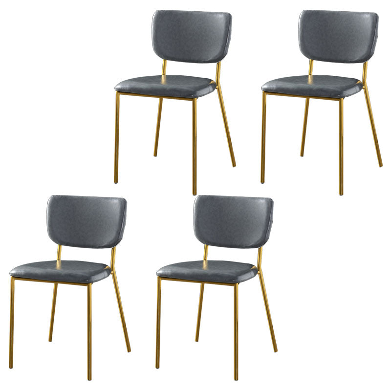 Nordic Style Dining Chairs Armless Open Back Stackable Chairs with Metal Legs Dark Gray 4 Piece Set Brass Gold Clearhalo ' kitchen&dining_furn' 'Dining Chairs' 'Dining Tables & Seating' 'dining_chair' 'furn' 'furn_dining_chair' 'Furniture' 'furniture_dining_chair' 'Kitchen & Dining Furniture' 'kitchen' 4315307