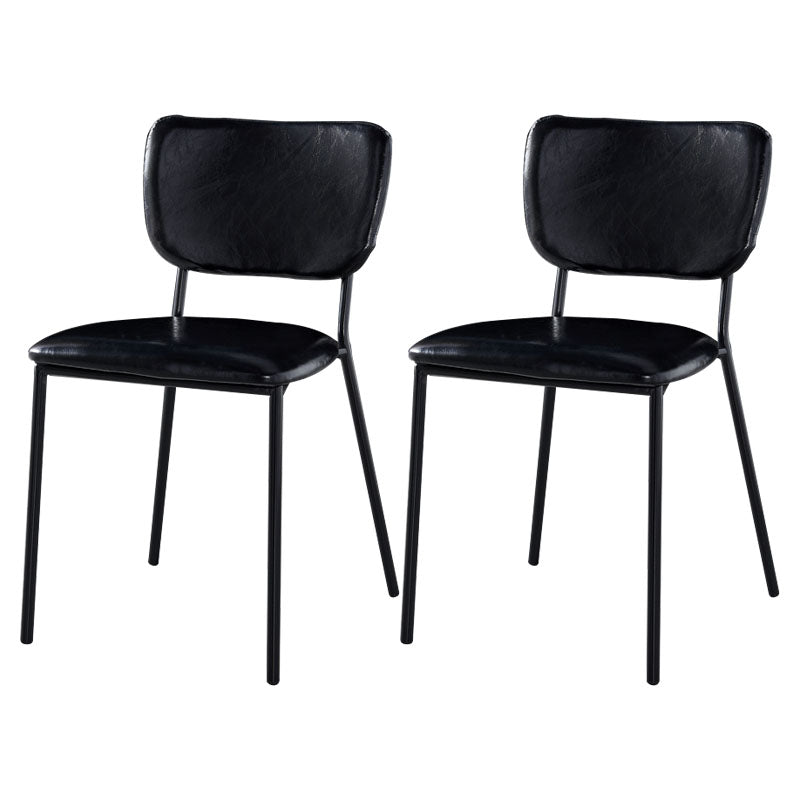 Nordic Style Dining Chairs Armless Open Back Stackable Chairs with Metal Legs Black 2 Piece Set Black Clearhalo ' kitchen&dining_furn' 'Dining Chairs' 'Dining Tables & Seating' 'dining_chair' 'furn' 'furn_dining_chair' 'Furniture' 'furniture_dining_chair' 'Kitchen & Dining Furniture' 'kitchen' 4315309
