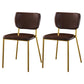 Nordic Style Dining Chairs Armless Open Back Stackable Chairs with Metal Legs Dark Brown 2 Piece Set Brass Gold Clearhalo ' kitchen&dining_furn' 'Dining Chairs' 'Dining Tables & Seating' 'dining_chair' 'furn' 'furn_dining_chair' 'Furniture' 'furniture_dining_chair' 'Kitchen & Dining Furniture' 'kitchen' 4315312