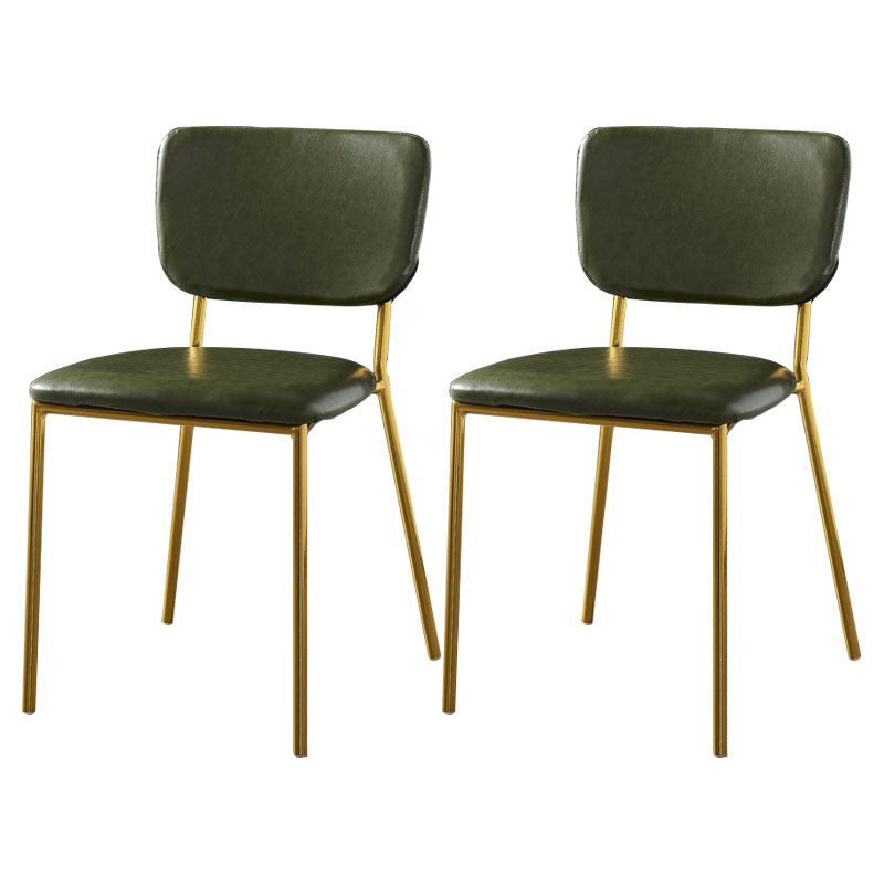Nordic Style Dining Chairs Armless Open Back Stackable Chairs with Metal Legs Army Green 2 Piece Set Brass Gold Clearhalo ' kitchen&dining_furn' 'Dining Chairs' 'Dining Tables & Seating' 'dining_chair' 'furn' 'furn_dining_chair' 'Furniture' 'furniture_dining_chair' 'Kitchen & Dining Furniture' 'kitchen' 4315318