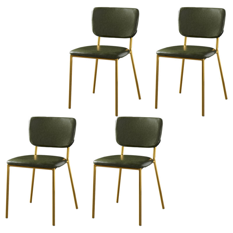 Nordic Style Dining Chairs Armless Open Back Stackable Chairs with Metal Legs Army Green 4 Piece Set Brass Gold Clearhalo ' kitchen&dining_furn' 'Dining Chairs' 'Dining Tables & Seating' 'dining_chair' 'furn' 'furn_dining_chair' 'Furniture' 'furniture_dining_chair' 'Kitchen & Dining Furniture' 'kitchen' 4315319