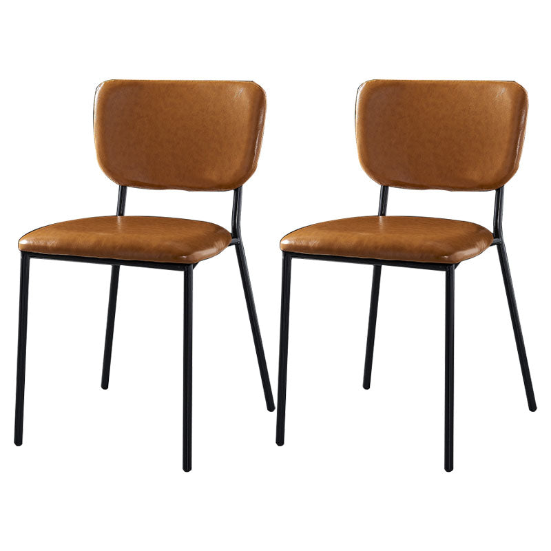 Nordic Style Dining Chairs Armless Open Back Stackable Chairs with Metal Legs Orange 2 Piece Set Black Clearhalo ' kitchen&dining_furn' 'Dining Chairs' 'Dining Tables & Seating' 'dining_chair' 'furn' 'furn_dining_chair' 'Furniture' 'furniture_dining_chair' 'Kitchen & Dining Furniture' 'kitchen' 4315321