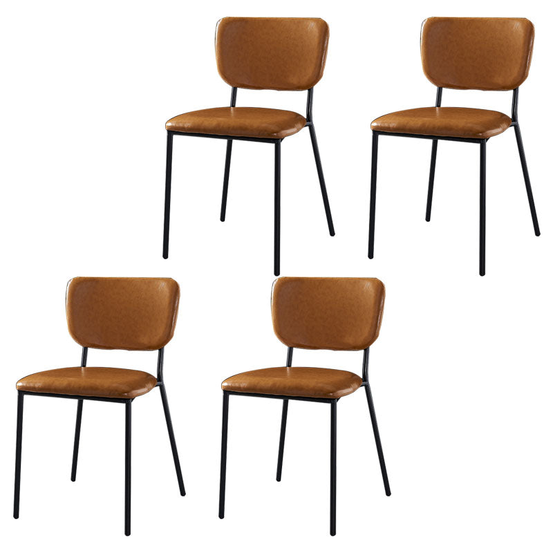 Nordic Style Dining Chairs Armless Open Back Stackable Chairs with Metal Legs Orange 4 Piece Set Black Clearhalo ' kitchen&dining_furn' 'Dining Chairs' 'Dining Tables & Seating' 'dining_chair' 'furn' 'furn_dining_chair' 'Furniture' 'furniture_dining_chair' 'Kitchen & Dining Furniture' 'kitchen' 4315322