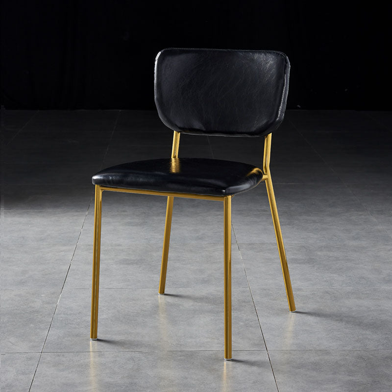 Nordic Style Dining Chairs Armless Open Back Stackable Chairs with Metal Legs Black 1 Piece Brass Gold Clearhalo ' kitchen&dining_furn' 'Dining Chairs' 'Dining Tables & Seating' 'dining_chair' 'furn' 'furn_dining_chair' 'Furniture' 'furniture_dining_chair' 'Kitchen & Dining Furniture' 'kitchen' 4315326