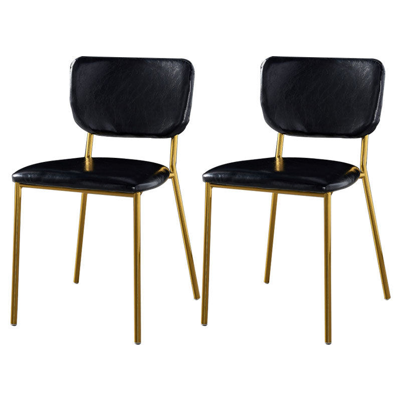 Nordic Style Dining Chairs Armless Open Back Stackable Chairs with Metal Legs Black 2 Piece Set Brass Gold Clearhalo ' kitchen&dining_furn' 'Dining Chairs' 'Dining Tables & Seating' 'dining_chair' 'furn' 'furn_dining_chair' 'Furniture' 'furniture_dining_chair' 'Kitchen & Dining Furniture' 'kitchen' 4315327
