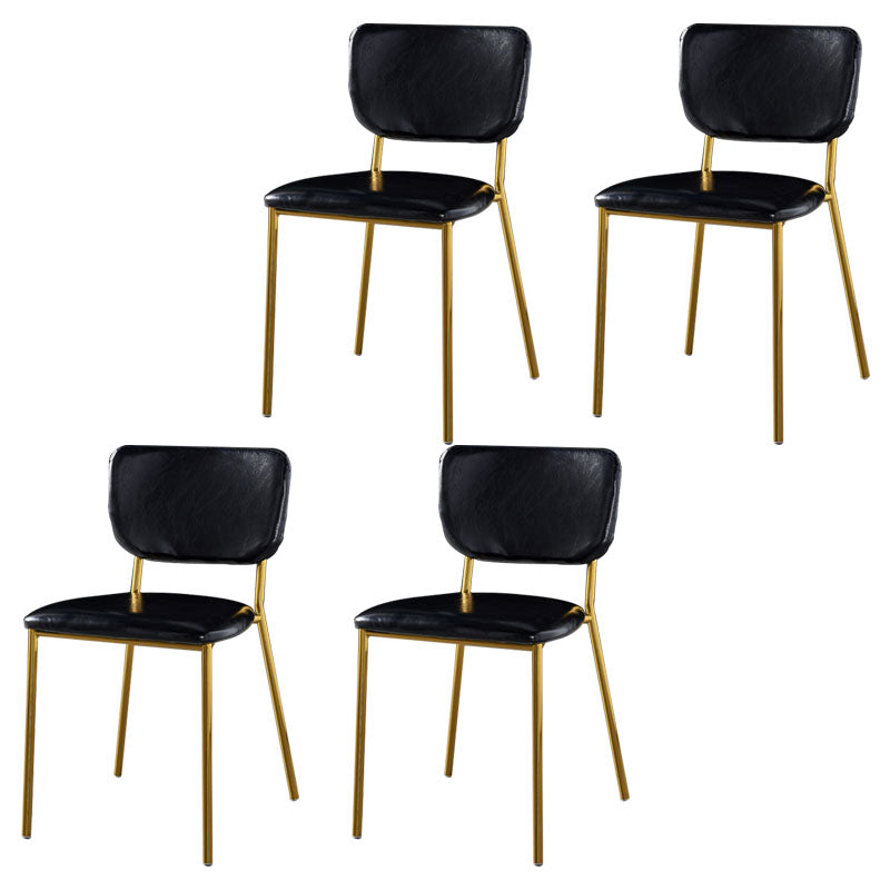 Nordic Style Dining Chairs Armless Open Back Stackable Chairs with Metal Legs Black 4 Piece Set Brass Gold Clearhalo ' kitchen&dining_furn' 'Dining Chairs' 'Dining Tables & Seating' 'dining_chair' 'furn' 'furn_dining_chair' 'Furniture' 'furniture_dining_chair' 'Kitchen & Dining Furniture' 'kitchen' 4315328