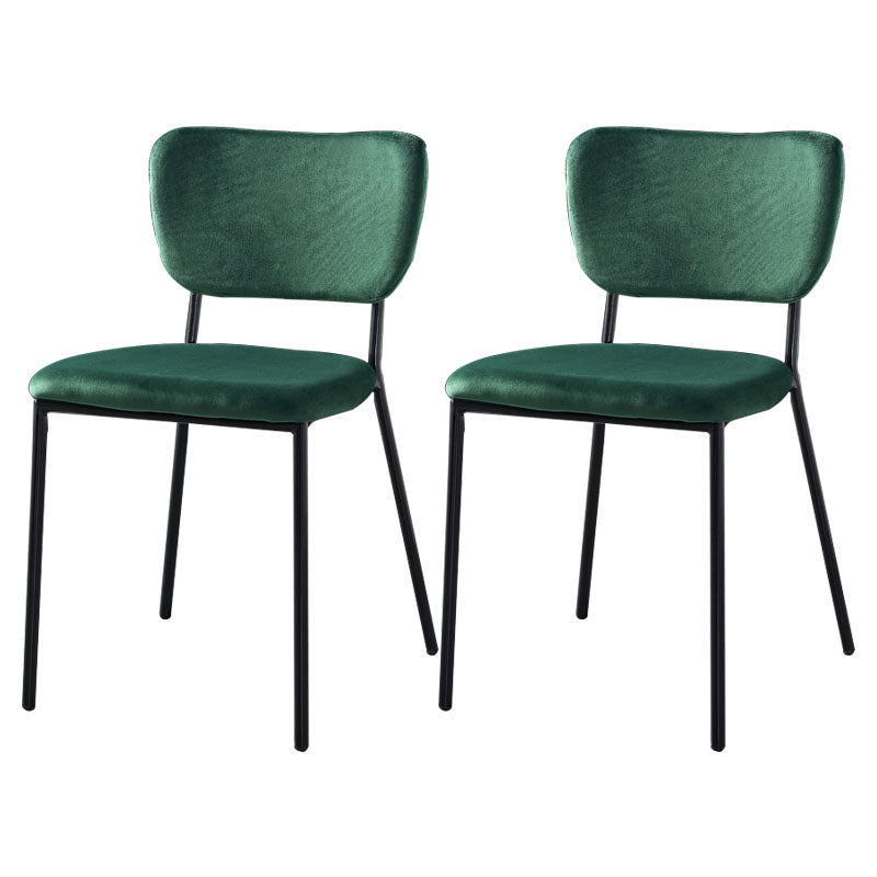 Nordic Style Dining Chairs Armless Open Back Stackable Chairs with Metal Legs Blackish Green 2 Piece Set Black Clearhalo ' kitchen&dining_furn' 'Dining Chairs' 'Dining Tables & Seating' 'dining_chair' 'furn' 'furn_dining_chair' 'Furniture' 'furniture_dining_chair' 'Kitchen & Dining Furniture' 'kitchen' 4315330