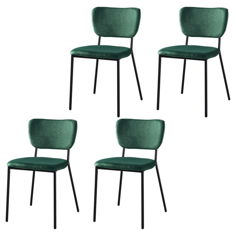 Nordic Style Dining Chairs Armless Open Back Stackable Chairs with Metal Legs Blackish Green 4 Piece Set Black Clearhalo ' kitchen&dining_furn' 'Dining Chairs' 'Dining Tables & Seating' 'dining_chair' 'furn' 'furn_dining_chair' 'Furniture' 'furniture_dining_chair' 'Kitchen & Dining Furniture' 'kitchen' 4315331