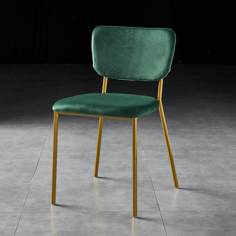 Nordic Style Dining Chairs Armless Open Back Stackable Chairs with Metal Legs Blackish Green 1 Piece Brass Gold Clearhalo ' kitchen&dining_furn' 'Dining Chairs' 'Dining Tables & Seating' 'dining_chair' 'furn' 'furn_dining_chair' 'Furniture' 'furniture_dining_chair' 'Kitchen & Dining Furniture' 'kitchen' 4315332