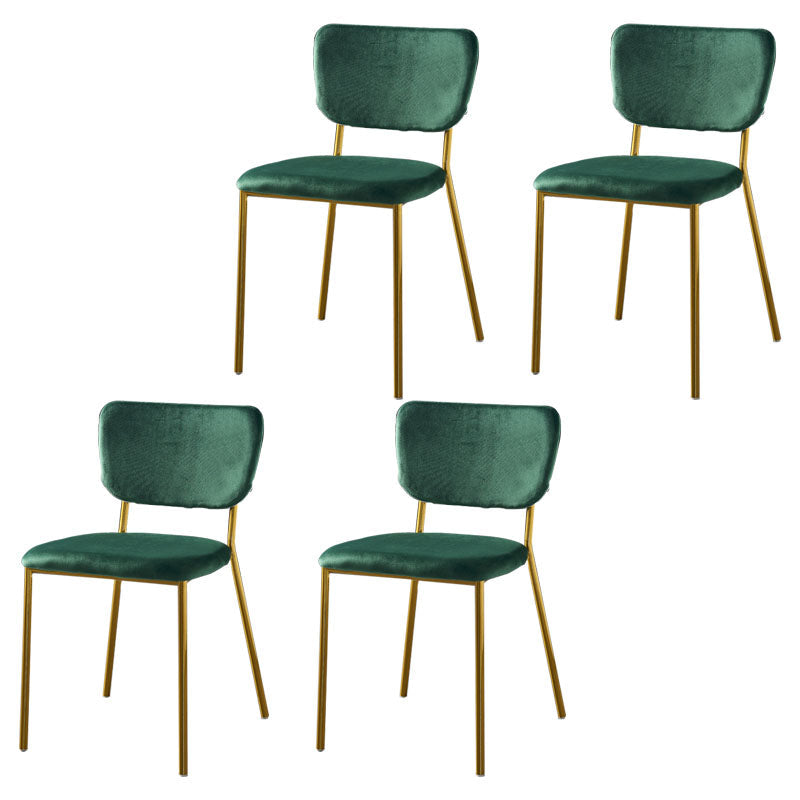 Nordic Style Dining Chairs Armless Open Back Stackable Chairs with Metal Legs Blackish Green 4 Piece Set Brass Gold Clearhalo ' kitchen&dining_furn' 'Dining Chairs' 'Dining Tables & Seating' 'dining_chair' 'furn' 'furn_dining_chair' 'Furniture' 'furniture_dining_chair' 'Kitchen & Dining Furniture' 'kitchen' 4315334