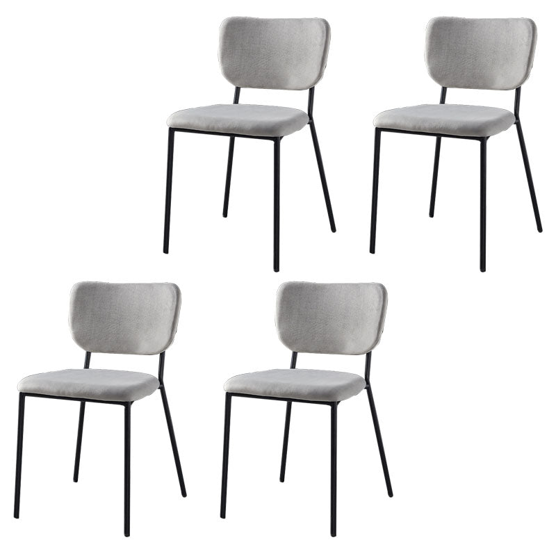 Nordic Style Dining Chairs Armless Open Back Stackable Chairs with Metal Legs Grey 4 Piece Set Black Clearhalo ' kitchen&dining_furn' 'Dining Chairs' 'Dining Tables & Seating' 'dining_chair' 'furn' 'furn_dining_chair' 'Furniture' 'furniture_dining_chair' 'Kitchen & Dining Furniture' 'kitchen' 4315340